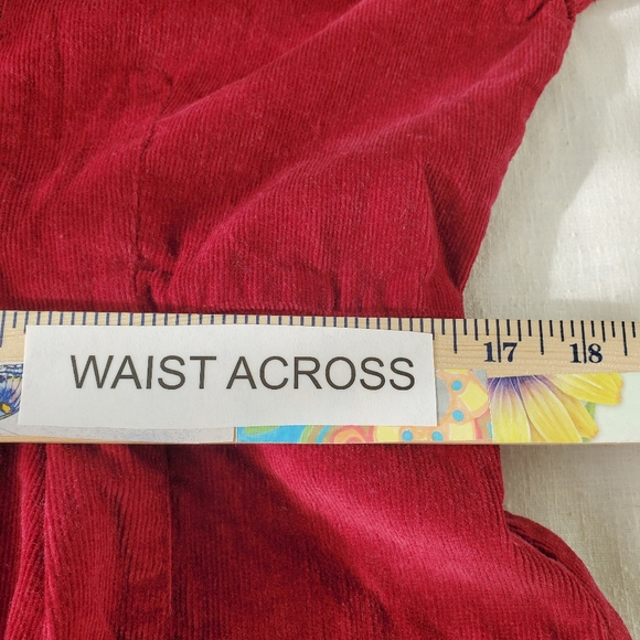 Vtg 90s Fads Womens Empire Waist Maxi Dress Wine Corduroy Sz 12 Crochet Trim NOS - Picture 5 of 12